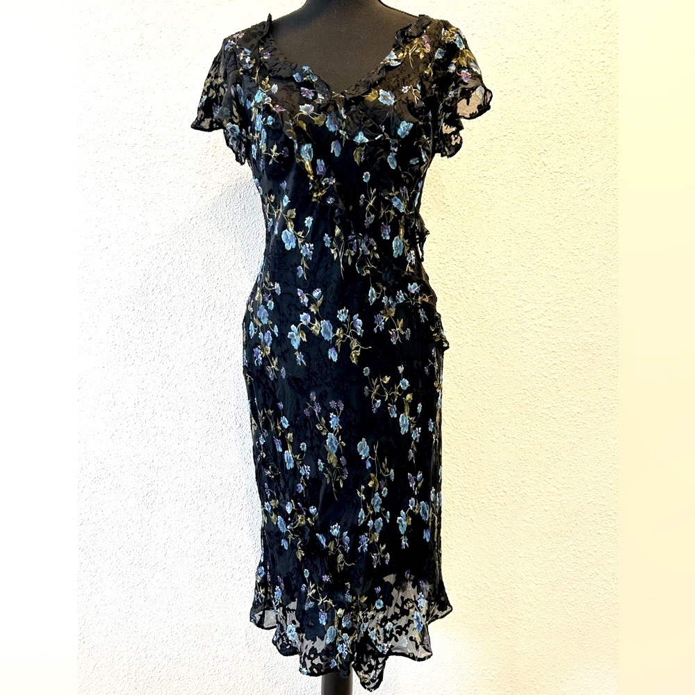 Vintage Y2K Robbie Bee Silk Midi Dress Size 8